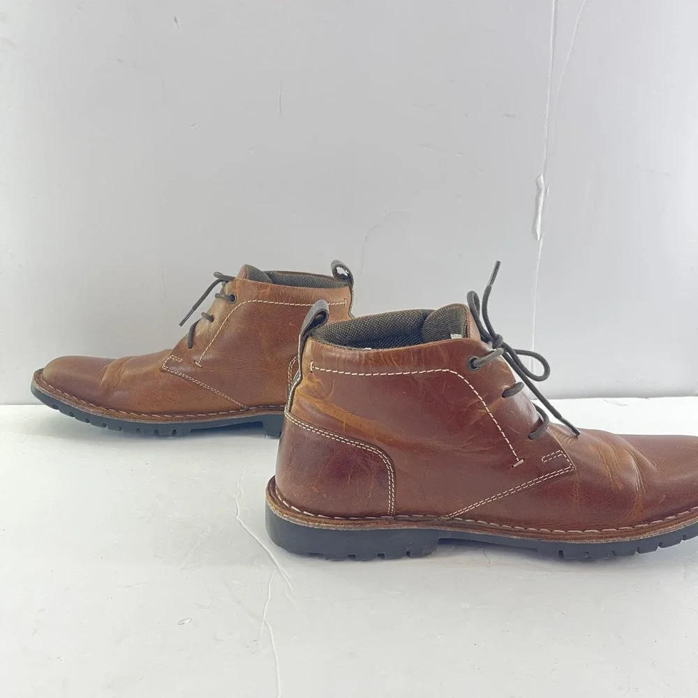 Leather Chukka Boots Mens 9 Brown Distressed Lug Sole Lace‎ Up India Heritage